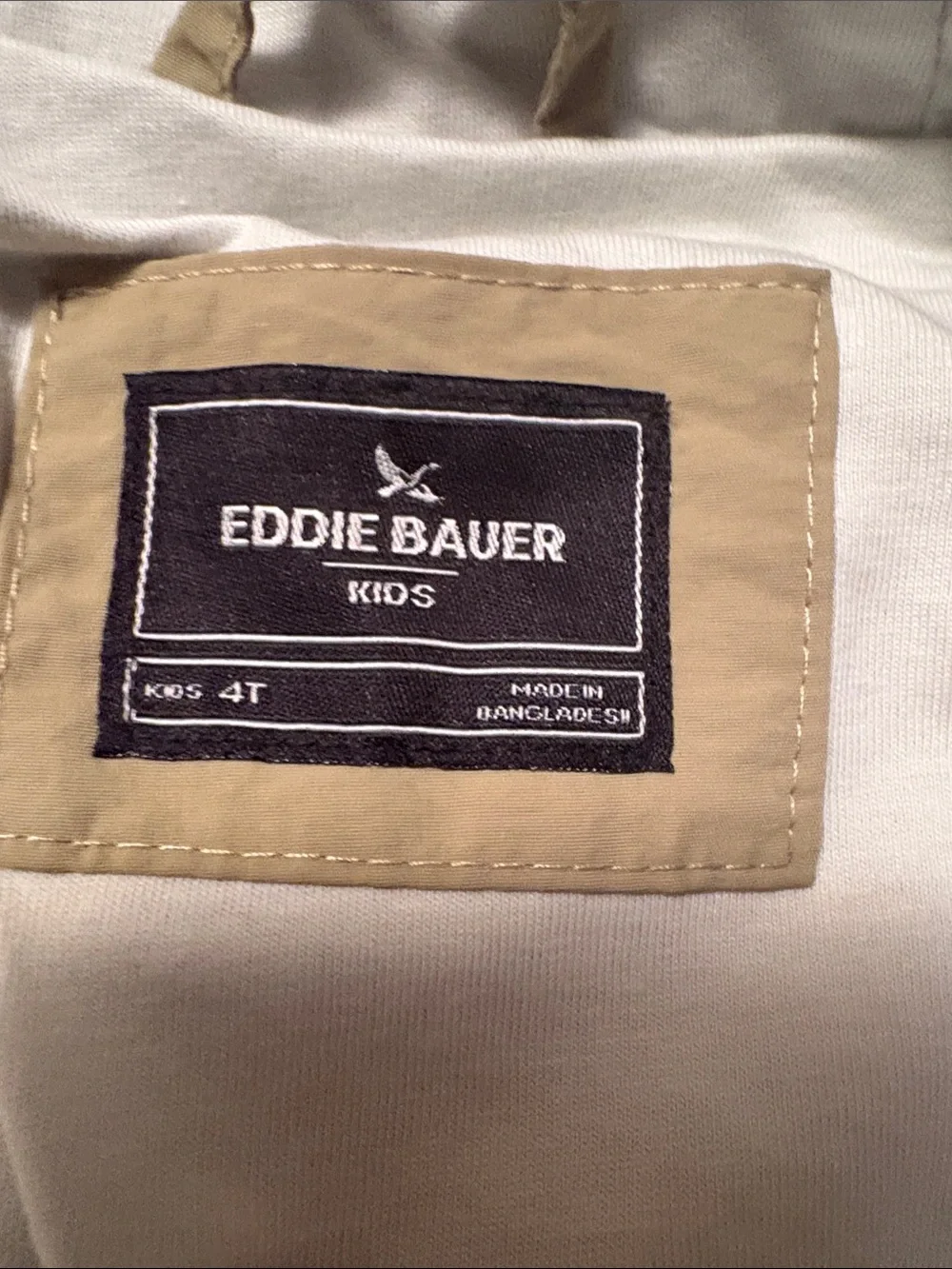 Eddie Bauer Kids Hooded Two-Tone Windbreaker in Olive & Navy